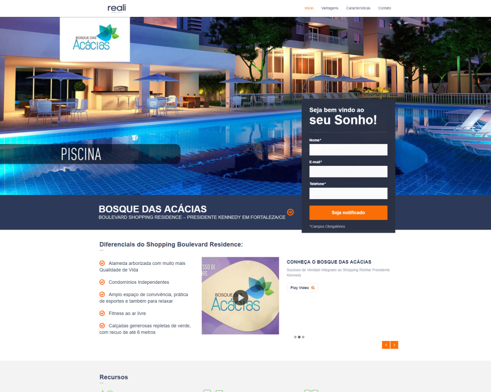 Site da Reali Imobiliária